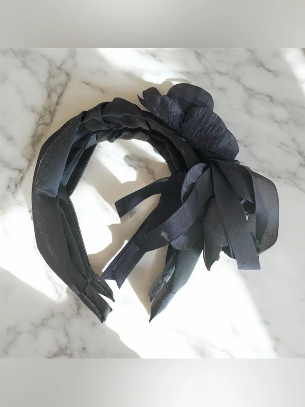 NWOT Handmade Black Floral Rhinestone Turban Headband